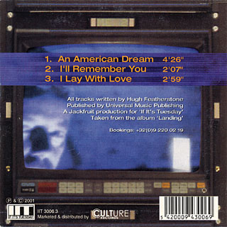 Back cover of the CD An American dream by Hugh Featherstone