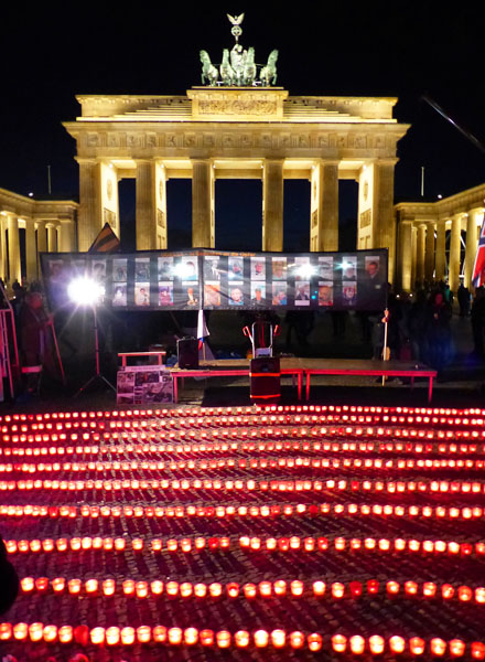 Candles at the Brandenburg Gate, Berlin, 2 November 2014